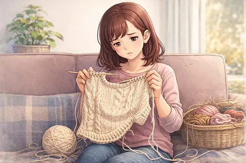 セーターを編むのを途中でやめちゃう