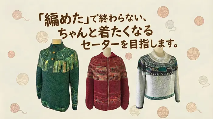 ちゃんと着たくなるセーター　サク編みセーター